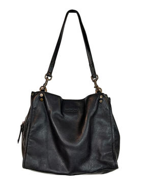American Leather Co. Black Pebbled Soft Leather Shoulder Bag Boho Minimalist